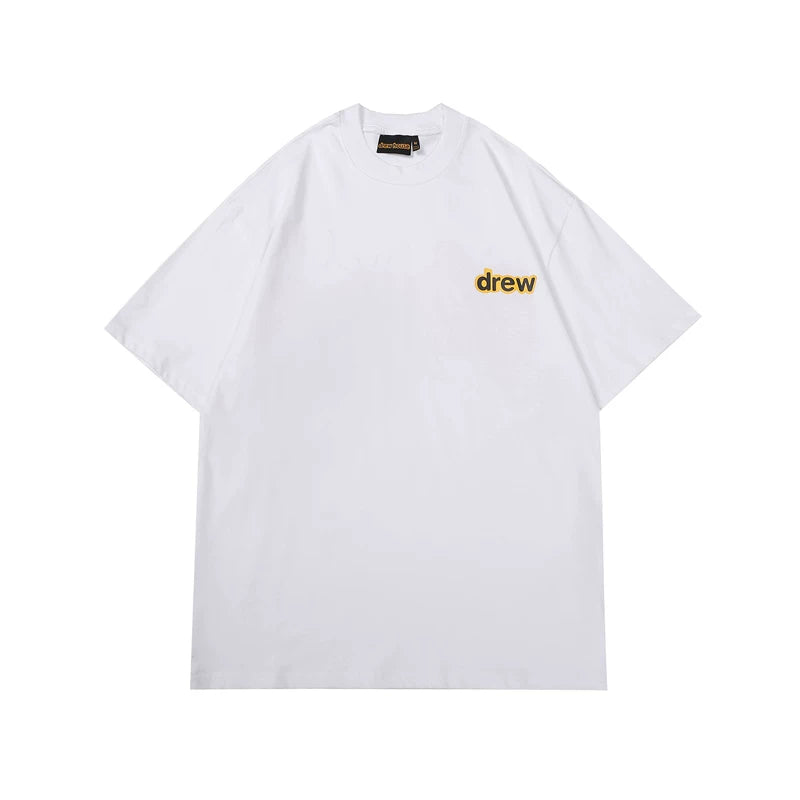 European and American fashion brand Drew 22SS cotton candy cloud balloon smiling face print men's and women's loose couple short sleeved T-shirt