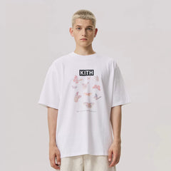 KITH BUTTERFLY Short Sleeve T-shirt 2025 New Water Washed Cotton Loose Short Sleeve
