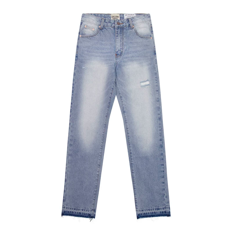 European and American fashion brand Gallery Dep retro washed small straight leg leg leg tied jeans American high street casual pants