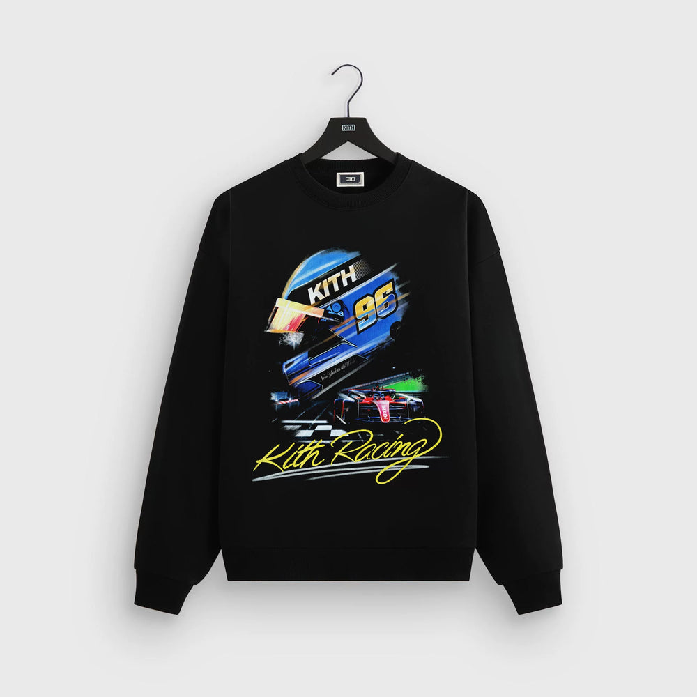 Kith Racing Car F1 Racing Trendy Loose Casual Printed Men's and Women's Heavy duty Woolen Circle Neck Hoodie