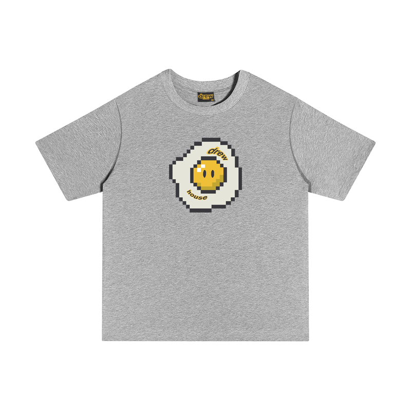 Drew Smiley Face Graphic T-Shirt, Loose Streetwear Tee