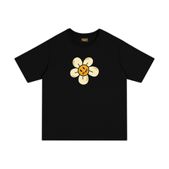Spot European and American trendy brand Drew smiling sunflower print short sleeved T-shirt, summer loose casual T-shirt