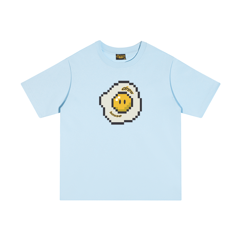 Drew Smiley Face Graphic T-Shirt, Loose Streetwear Tee