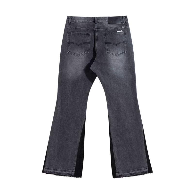 European and American fashion brand Gallery Dep basic style washed gray micro flared patchwork jeans retro casual pants