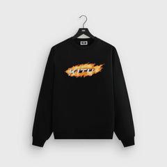 Kith ORBIT FLAME flame box logo, trendy and loose casual men's and women's heavyweight looped round neck hoodie