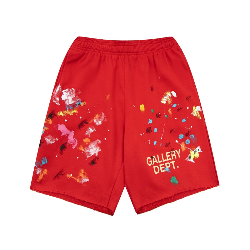 Gallery American fashion brand Dept new hand-painted splashed ink letter casual pants men's and women's loose shorts five quarter pants