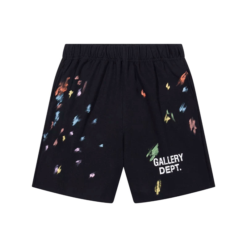 Gallery Trendy Dept hand-painted ink splattered vintage letter logo slogan shorts pure cotton casual pants five quarter pants
