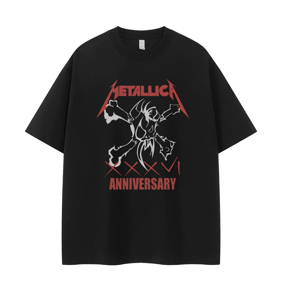 Metallica Vintage Skull Graphic T-Shirt Loose Fit Cotton Rock Tee