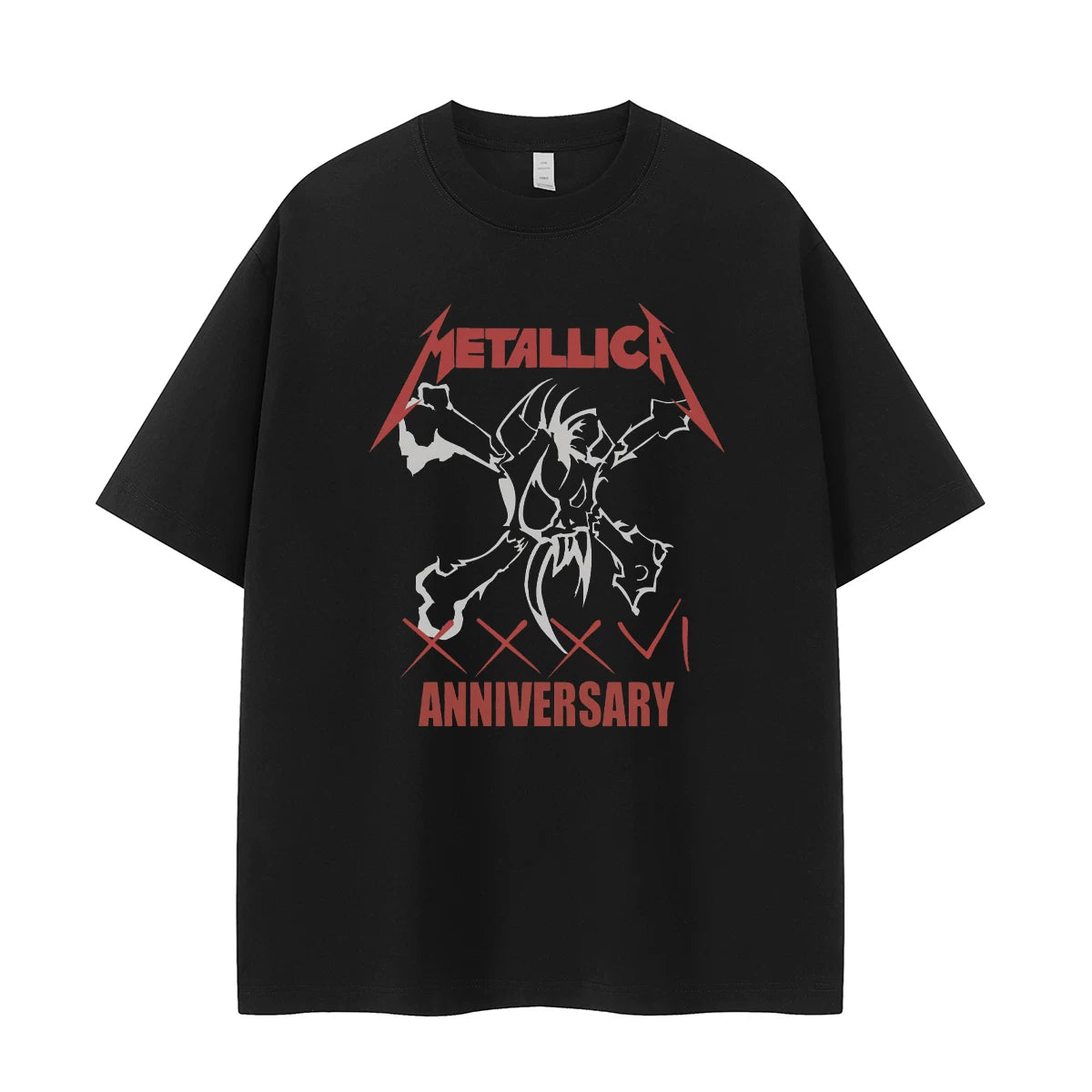 Metallica Vintage Skull Graphic T-Shirt Loose Fit Cotton Rock Tee