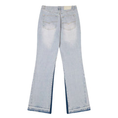 European and American fashion brand Gallery Dep vintage washed micro flared light blue patchwork jeans versatile casual pants