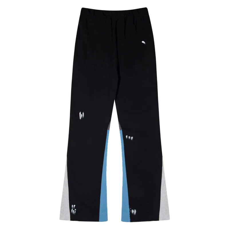 European and American fashion brand Gallery Dep splashed ink splicing micro flared pants with drawstring thin casual pants, high street casual pants