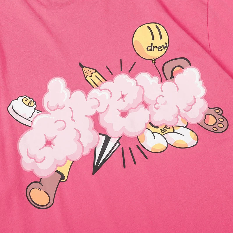 European and American fashion brand Drew 22SS cotton candy cloud balloon smiling face print men's and women's loose couple short sleeved T-shirt