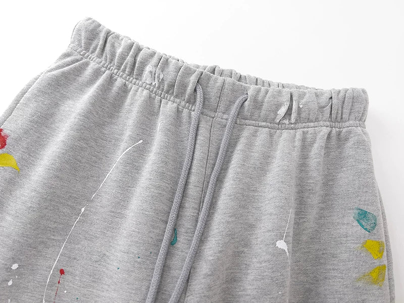 GALLERY Fashion DEPT Vintage Letter LOGO Printed Graffiti Hand drawn Ink Splashed Cotton Hoop Legged Pants