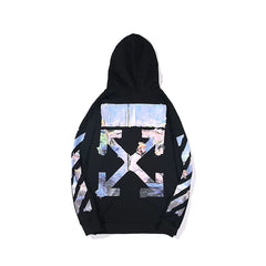European and American fashion brand OFF warning line WO zipper hooded thin hoodie oil painting arrow versatile loose jacket for couples