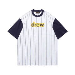 European and American fashion brand Drew smiley face letter printed patchwork short sleeved T-shirt for summer unisex loose cotton top