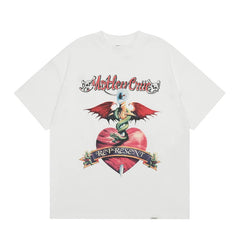 REPRESENT, a trendy European and American brand, features a heart-shaped skull print on a summer unisex loose and casual cotton short sleeved T-shirt