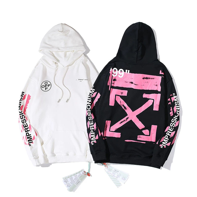 European and American fashion brand OFF warning line WO hooded sweatshirt thin sweatshirt number 99 arrow versatile loose jacket for couples
