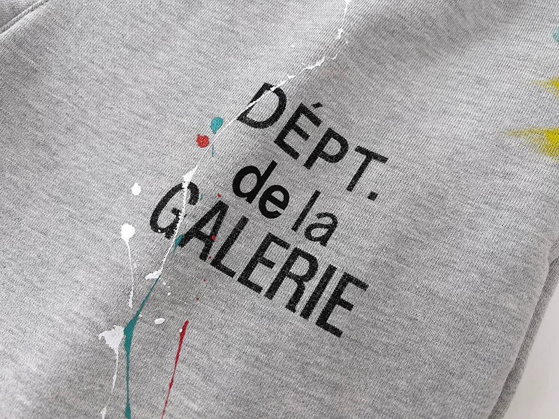 GALLERY Fashion DEPT Vintage Letter LOGO Printed Graffiti Hand drawn Ink Splashed Cotton Hoop Legged Pants