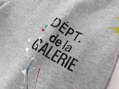 GALLERY Fashion DEPT Vintage Letter LOGO Printed Graffiti Hand drawn Ink Splashed Cotton Hoop Legged Pants
