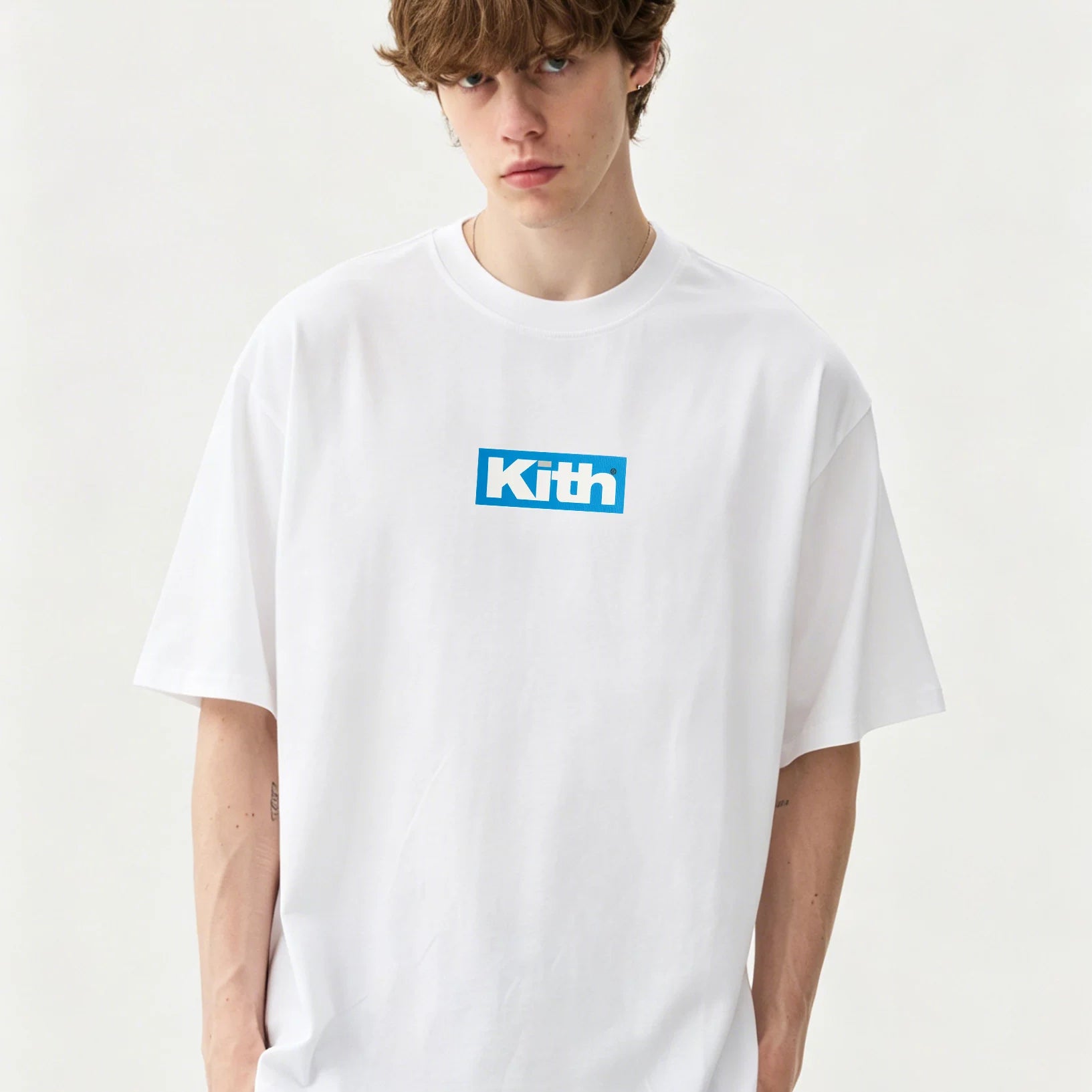 KITH BOX LOGO printed short sleeved trendy men's round neck pullover T-shirt for couples, loose and versatile base shirt for women