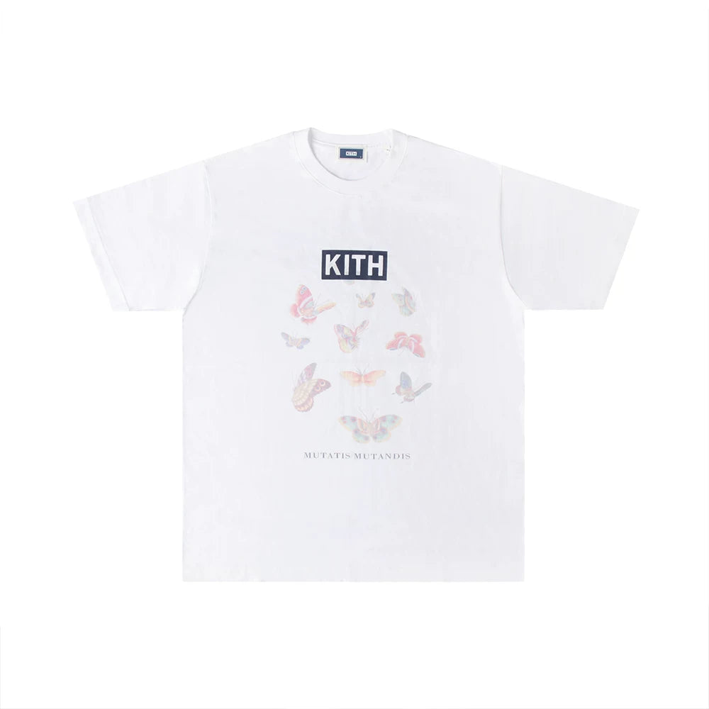KITH BUTTERFLY Short Sleeve T-shirt 2025 New Water Washed Cotton Loose Short Sleeve